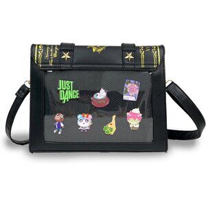 Cute Black Ita Bag with Pin Display - Adjustable Crossbody for Anime Lovers